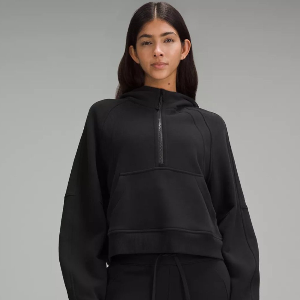 Lululemon Scuba Half Zip Crop Hoodie Black sz M/L